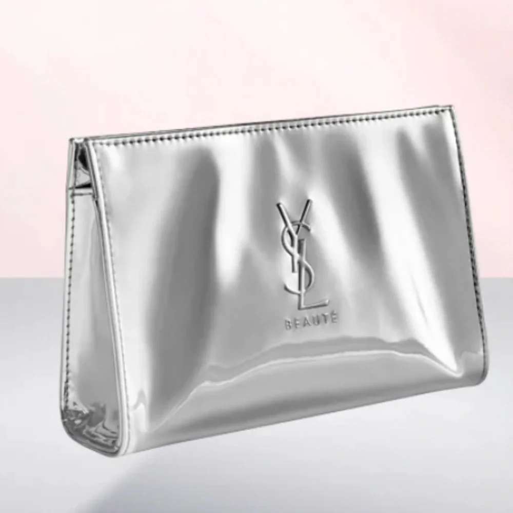 Yves Saint Laurent Metallic Silver Cosmetic Bag
